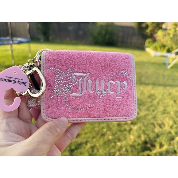 NWT Juicy Couture Wing It Card Case Key Fob Wallet - Pretty Pink! - Butterfly - Picture 1 of 5